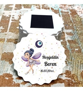 Magnet Hediyelik - Kız Çocuk Kelebek Tasarım Doğum Günü - Yenidoğan Bebek Hatıra Magnet