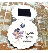 Magnet Hediyelik - Kız Çocuk Kelebek Tasarım Doğum Günü - Yenidoğan Bebek Hatıra Magnet