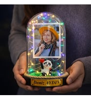 Kişiye Özel Fotoğraflı ve Yazılı Renkli LED Işıklı Fanus – Sevgiliye, Eşe, Anneye Özel Hediye R1 (Model 4)