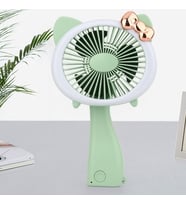 Mini El Fanı Şarjlı Taşınabilir Katlanır Ledli Serinletici Vantilatör Pervane (Yeşil)