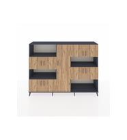 Hyperion Dolap 10 Raflı 9 Kapaklı 220x44x163 Antrasit-Çam/Antrasit