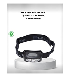 Mey İthalat® Gece Balıkçılığı İçin Ultra Parlak Şarjlı Kafa Lambası 4 Işık Modu + USB Şarj