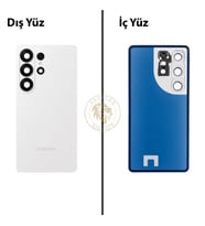 Samsung Galaxy S26 Ultra Beyaz Renk Lensli Arka Kapak Arka Cam Batarya Kapağı Pil Kapağı Lazer Kesim Back Cover Galaxy S26 Ultra Uyumlu