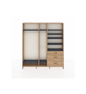 Arges Dolap 9 Raflı 3 Çekmeceli 3 Askılı 220x30x243 Çam-Antrasit/Çam