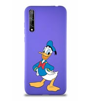 Huawei Y8P Soft Premier Kapak Donald Duck-C Tasarımlı Silikon Kılıf - Mor (Şeffaf)