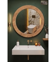 Antik Ahşap Oval Dekoratif Ayna Banyo Wc Lavabo Aynası Dresuar Boy Koridor Oda Konsol Mutfak Makyaj Aynası (55x69)
