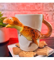 3D Animal Mug Serisi Özel Motifli El Boyaması Dinozor T-Rex Tasarımlı Kahve Fincanı Kupa Bardak Md:2 (Karışık)