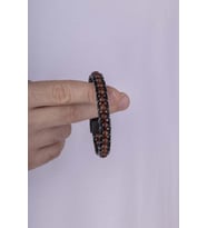 Gümüş Pazarım Ceviz Ağacı Deri Geçişli Erkek Bileklik