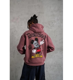 Erkek 3 İplik Pamuklu Kapüşonlu Kanguru Cepli Sweatshirt Hoodie - Gül Kurusu