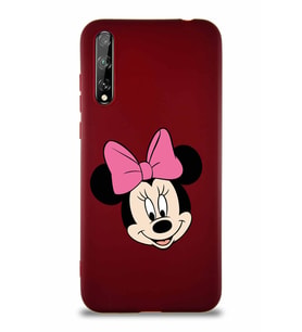 Huawei P Smart S Soft Premier Kapak Minnie Mouse-C Tasarımlı Silikon Kılıf - Mürdüm (Şeffaf)