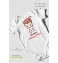 Ailenin Favori Üyesi Baskılı Bebek Zıbını – Çıtçıtlı Body  %100 Pamuk Kısa Kol (Beyaz)