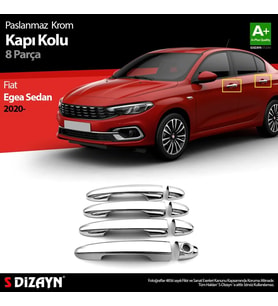 Fiat Egea Uyumlu Sedan Krom Kapı Kolu 8 Parça. 2020 Üzeri Parça