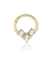 Üç Taşlı Taşlı Altın Helix Piercing (Gold)