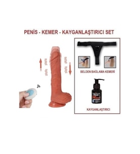23 cm Belden Bağlamalı Titreşimli Realistik Dildo Penis Set