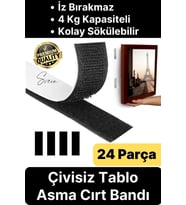 Premium Çivisiz Resim Çerçeve İz Bırakmaz Sökülebilen Tablo Asma Bandı 24'lü Set Cırt Bant Yapışkan
