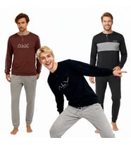 Erkek Pamuklu 3 Adet 2'li Pijama Takımı BB2235