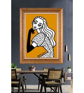 Altın Varaklı  Çerçeveli Paspartulu Tablo ndd1104 (Gold)