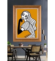 Altın Varaklı  Çerçeveli Paspartulu Tablo ndd1104 (Gold)