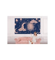 Astroloji Retro Uzay Güneş Ay Bulut Duvar Duvar Kağıdı-5535