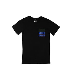 Mavi Video Game Club Cep Logo Tasarımlı Siyah Tişört