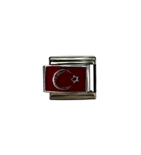 Ay Yıldız Charm – Çelik, Kırmızı Mine Detaylı