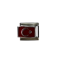 Ay Yıldız Charm – Çelik, Kırmızı Mine Detaylı