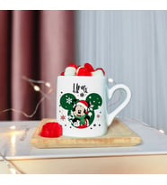 Mickey Mouse Tasarımlı Ahşap Tabaklı Kişiye Özel Türk Kahvesi Fincanı