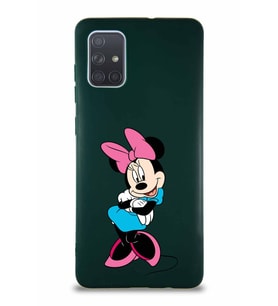 Samsung Galaxy A71 Soft Premier Kapak Minnie Mouse-D Tasarımlı Silikon Kılıf - Yeşil (Şeffaf)