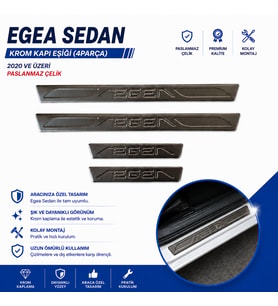 Egea Sedan Krom Kapı Eşiği (4Parça) 2020 Ve Üzeri Paslanmaz Çelik