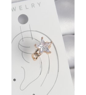 Pirinç Gold Renk Zirkon Taşlı Yıldız Model Kadın Kıkırdak Küpe (Altın)