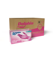 Dolphin Tek Kullanımlık Pembe Nitril Eldiven - Muayne Eldiveni Medium Orta Boy - 100'lü 20 Paket