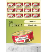 Plus Delizzia / Sos İçinde Parça Etli Dana Etli Yetişkin Kedi Maması 85g x 12 Adet