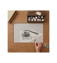 Gri Maket Ev - Çizim - Proje Tasarımı 240 parça Ahşap Puzzle Ahşap Kutuda MP01576