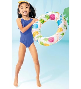 Ananas Basklı Simit 51 cm (3-6 Yaş) Yüzme Simidi Havuz Deniz Şişme Yüzücü  Sea Ring Pool (Karışık)