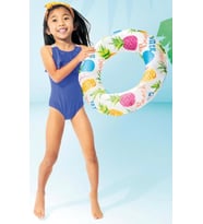 Ananas Basklı Simit 51 cm (3-6 Yaş) Yüzme Simidi Havuz Deniz Şişme Yüzücü  Sea Ring Pool (Karışık)