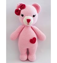 Pembe Sevimli Ayıcık Amigurumi Organik Oyuncak