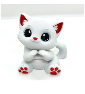 Sevimli Beyaz Kedi 3D Figürü
