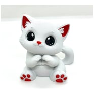 Sevimli Beyaz Kedi 3D Figürü