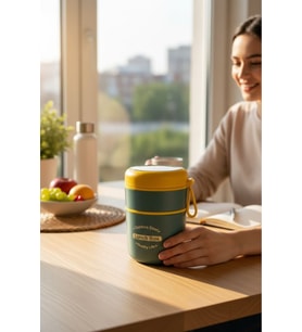 2 katlı 710 ml çelik sefer tası yemek termosu saklama kabı mavi
