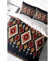 Ethnic Geometric 3d Pamuk Saten Çift Kişilik Nevresim Takımı