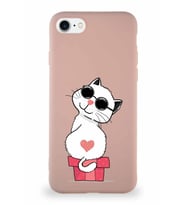 Apple iPhone SE 2022 Soft Premier Kapak Coolcat Tasarımlı Silikon Kılıf - Pudra (Şeffaf)