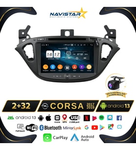Opel Corsa 2017-2019 Model 2+64GB Android 13 Kablosuz Carplay Navigasyon Multimedya Sistemi