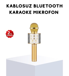 Karaoke Mikrofonu Bluetooth USB AUX Girişli Yankı Efektli