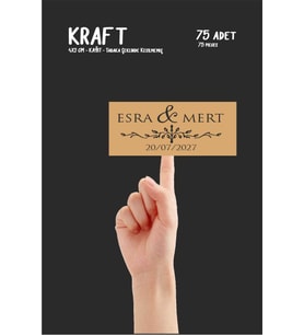 Kraft 4x2 cm Söz Nişan Kına Nikah Düğün Şişe Ve Magnet Kraft Kart 75 Adet 1 Tabaka