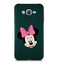 Samsung Galaxy J7 Soft Premier Kapak Minnie Mouse-C Tasarımlı Silikon Kılıf - Yeşil (Şeffaf)