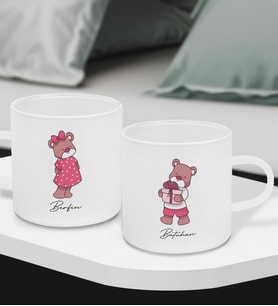 BK Gift Kişiye Özel Sevgili Temalı 2’li Buzlu Cam Türk Kahvesi Fincanı-4, Sevgiliye Hediye, Arkadaşa Hediye, Anneye Hediye, Ofis Hesiyesi