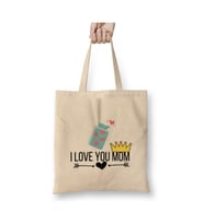 I Love You Mom Anneler Günü Anneye Hediye Beyaz Bez Çanta Uzun Saplı Alışveriş Çantası Plaj Çantası