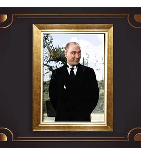 Özel Seri Paspartulu Çerçeveli Atatürk Tablo l263 (Gold)