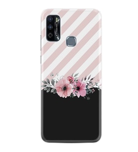 Infınıx Hot 9 Play Kılıf Resimli Desenli Baskılı Silikon Kılıf Strip Pink Flowers 1396