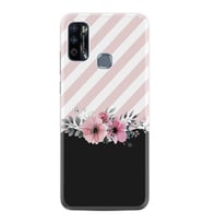 Infınıx Hot 9 Play Kılıf Resimli Desenli Baskılı Silikon Kılıf Strip Pink Flowers 1396